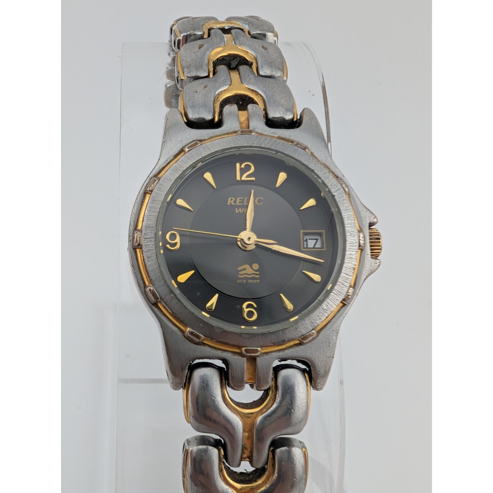 Relic Wet Watch‎ Women 26mm Case 5.75" Two Tone Band ZR11661- New Battery